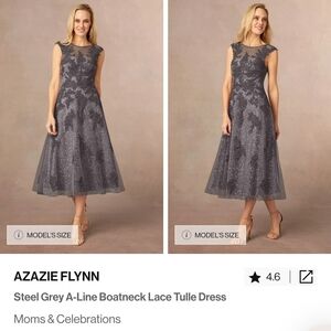 Azazie Gray A-Line Midi Dress for Weddings
